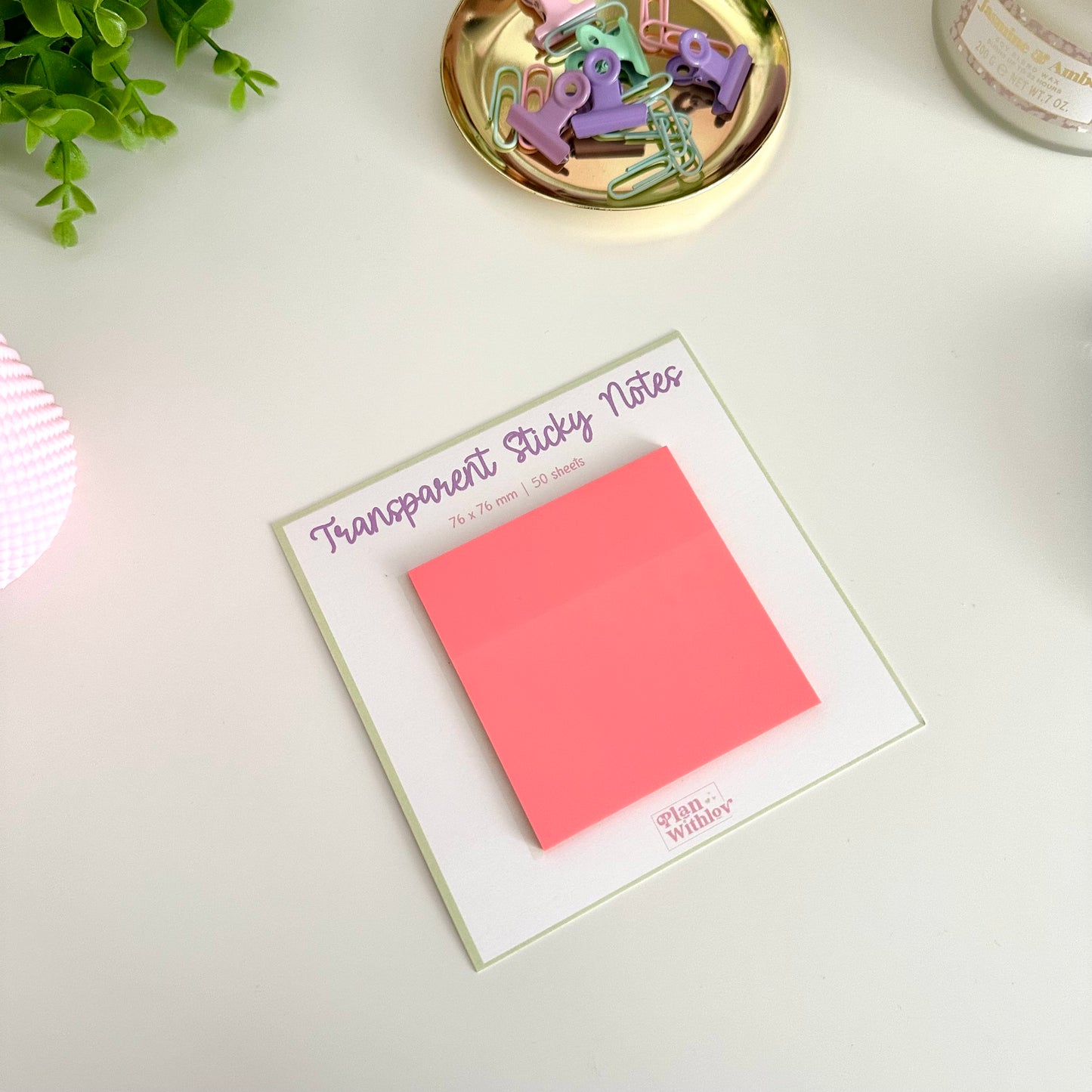 TRANSPARENT STICKY NOTES „Coral“