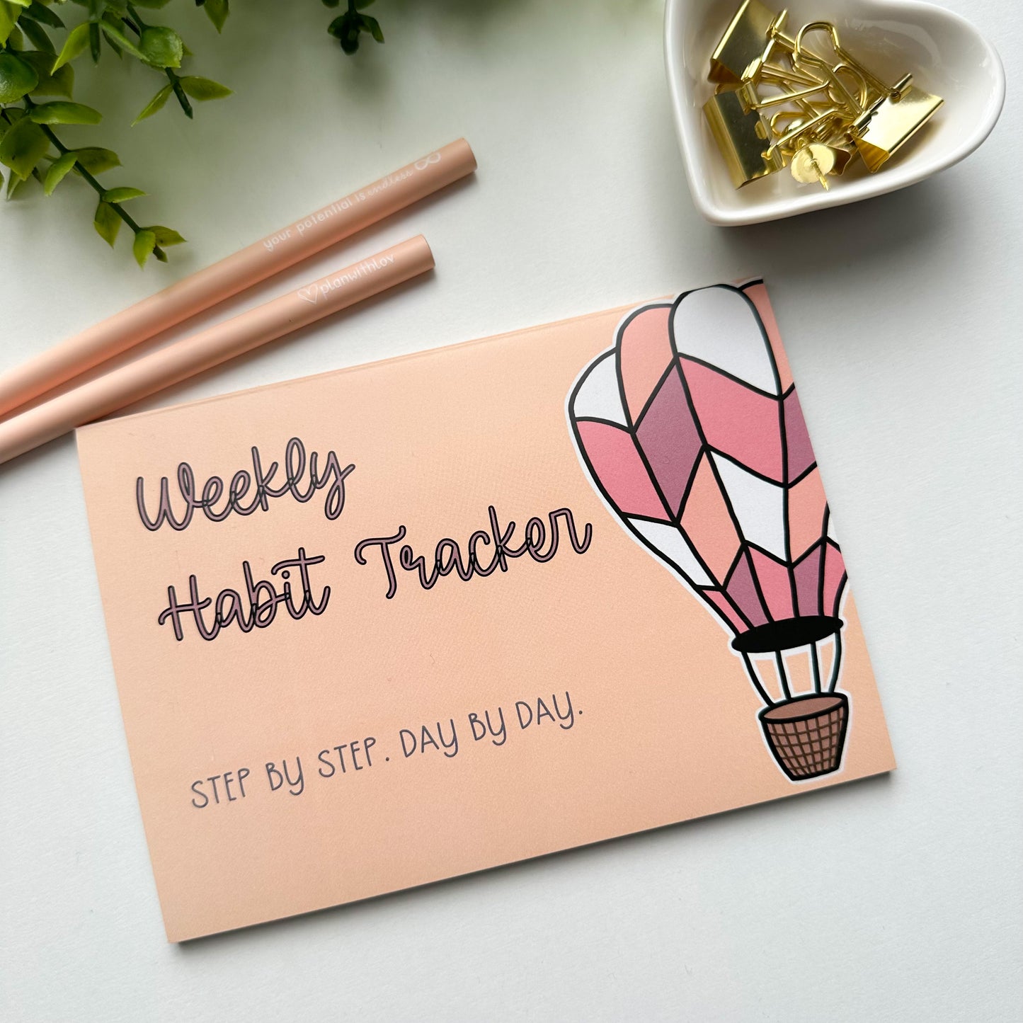 Weekly Habit Tracker | "Step by step. Day by day." | A6 horizontal